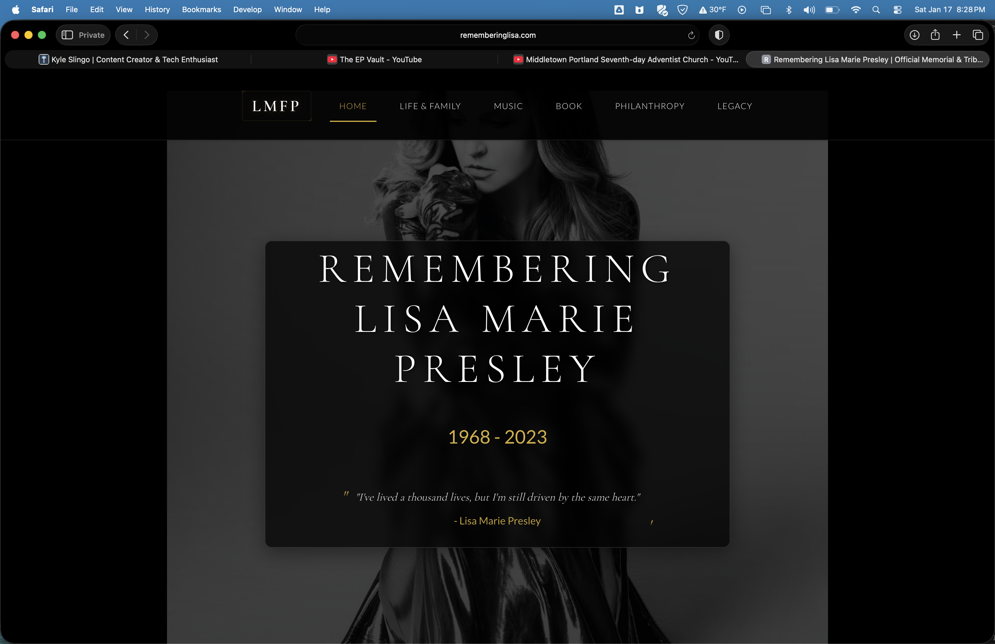 Remembering Lisa Marie Presley website preview